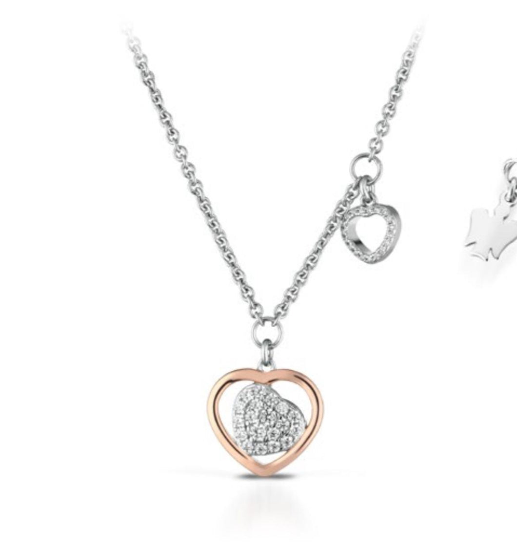 COLLANA ARGENTO CON PENDENTE ROSATO