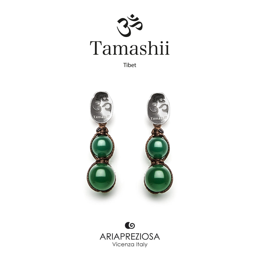 Orecchini Tamashii in Argento con Agata Verde