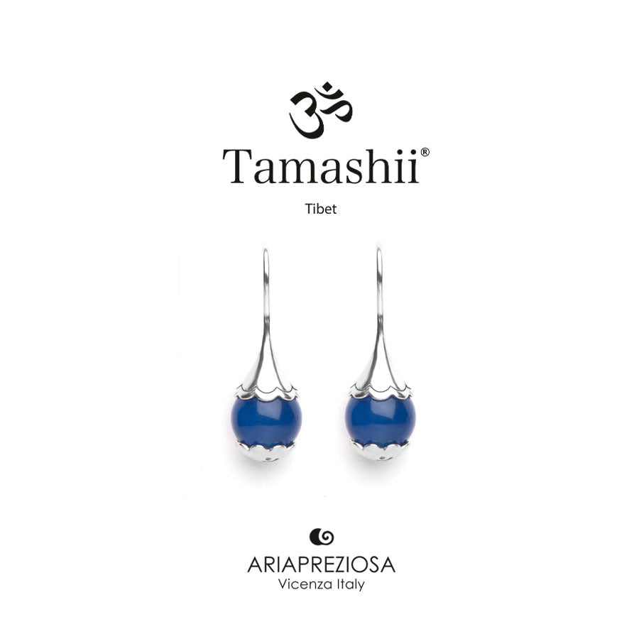 Orecchini Tamashii Ear-Drops in Argento con Agata blu