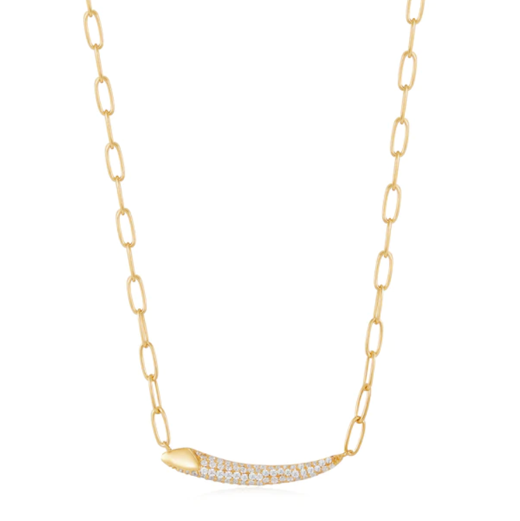 Gold Pavé Bar Chain Necklace