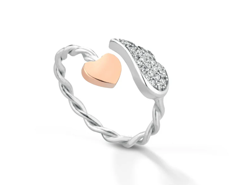 Anello con cuore e ala