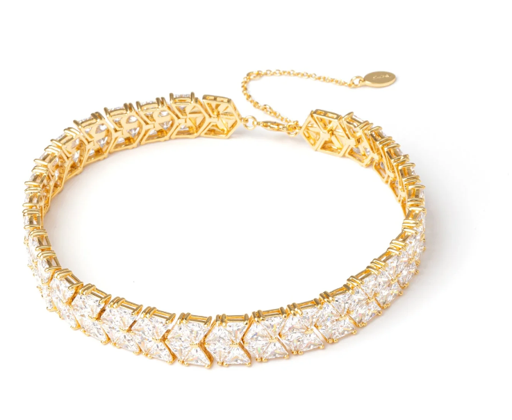 Choker triangoli di zirconi Eva - Oro