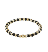 Carica l&#39;immagine nel visualizzatore di Gallery, Bracciale Elastico con Rondelle Golden e Pietra Naturale Spinello Nero
