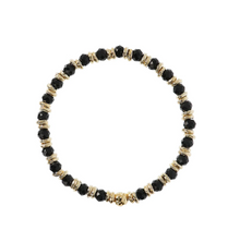 Carica l&#39;immagine nel visualizzatore di Gallery, Bracciale Elastico con Rondelle Golden e Pietra Naturale Spinello Nero
