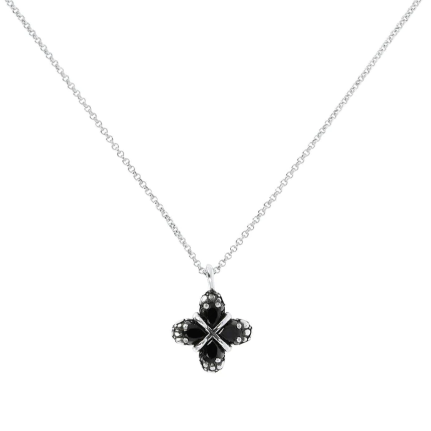 Collana con Pendente Fiore in Spinello Nero