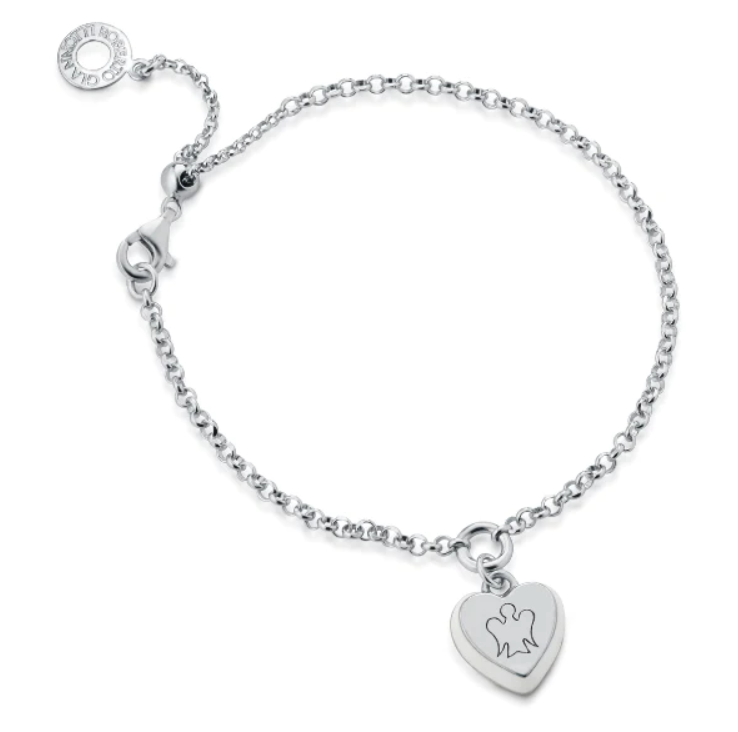 BRACCIALE CON CUORE CHARM SMALTATO PANNA