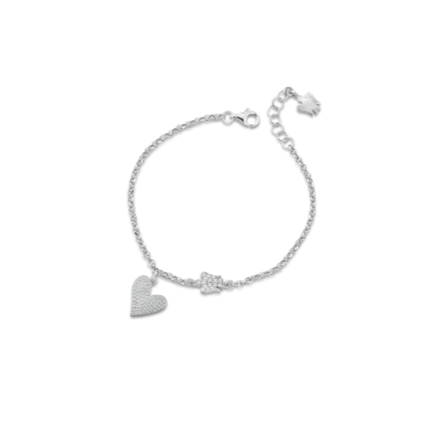 BRACCIALE IN ARGENTO CON CIONDOLO CUORE E ANGELO