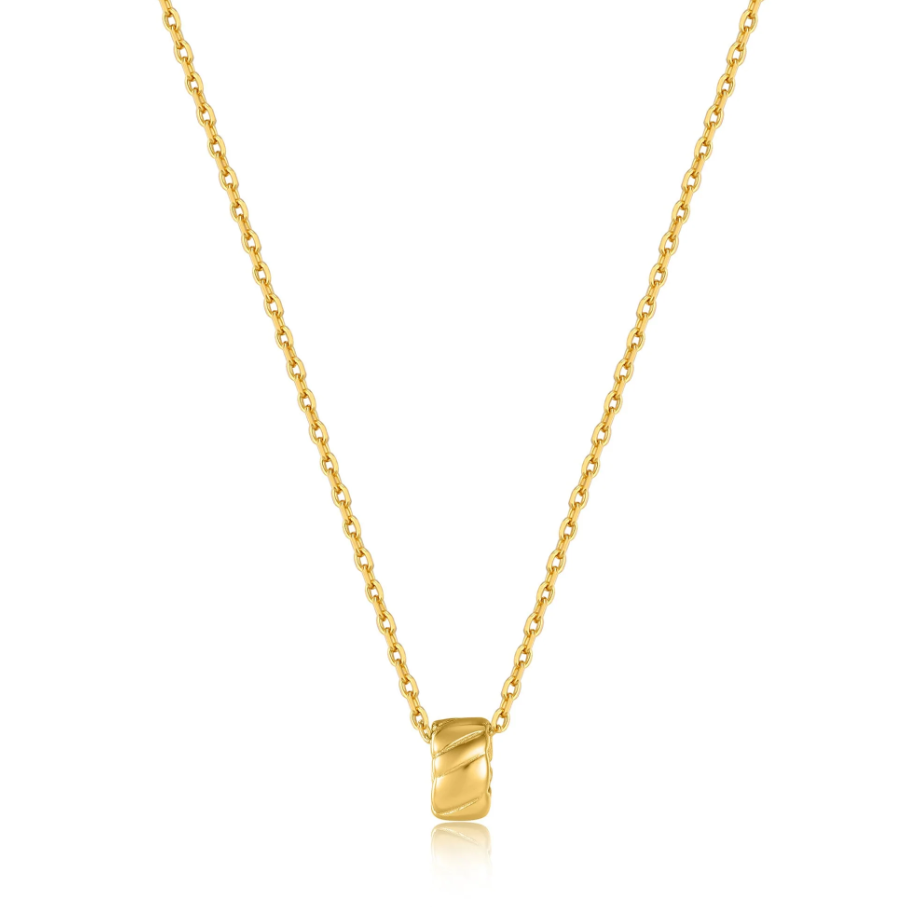 Gold Smooth Twist Pendant Necklace