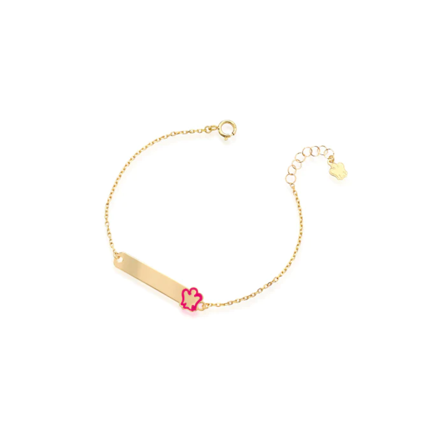 BRACCIALE ORO BAMBINA CON TARGHETTA E ANGELO ROSA